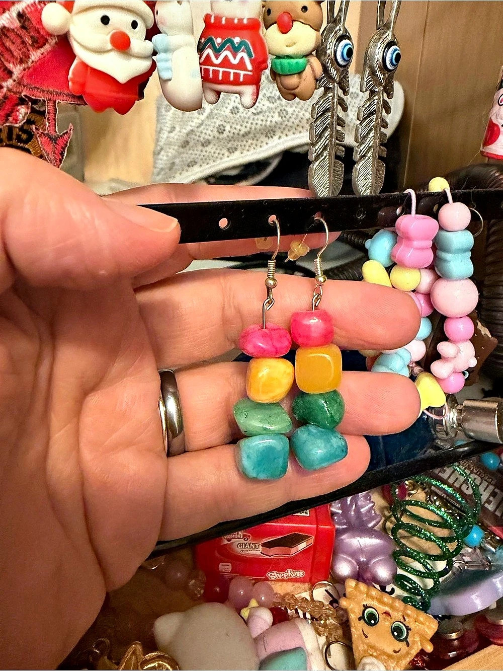 Multicolor Beaded Drop Earrings